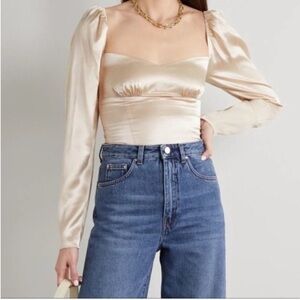 Reformation Cream Satin Blouse